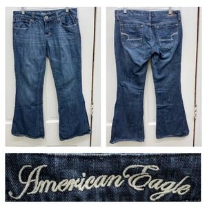 American Eagle Real Flare Denim Jeans Trousers Women's 6‎ Short Blue Medium Wash